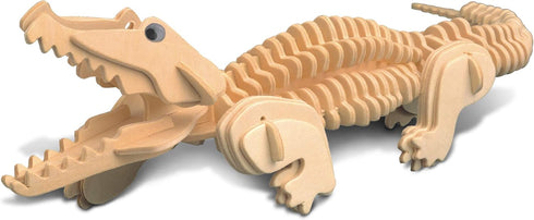 Puzzled 3D Puzzle Alligator Wood Craft Construction Model Kit, Fun, Unique & Educational DIY Wooden Toy Assemble Model Unfinished Crafting Hobby P...