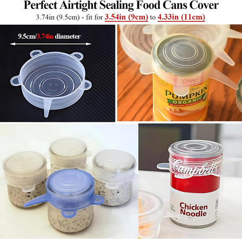 Adpartner Silicone Stretch Lids Pet Food Can Covers (10-Pack, 2.6in+3.74in), Reusable BPA-free Storage Covers for Soda/Beer Cans, Regular and Wide...
