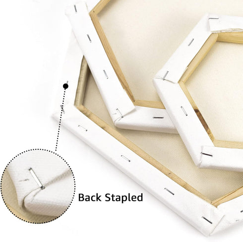 Hexagon Stretched Blank Canvas for Painting White Canvas Boards with Frame Set of 3 (8/6/4in) Canvases, Painting Supplies Art Board Paint Canvas P...