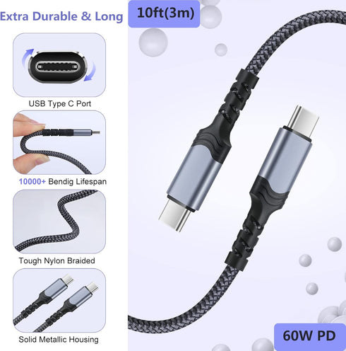 Super Fast Charger Type C Block, Costyle 25W USB C Wall Charger Super Fast Charging Block with 10FT Long USB C Cable for Samsung Galaxy S24 S24Ult...