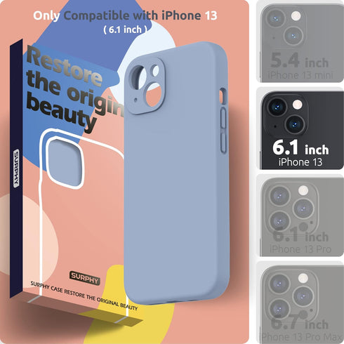 SURPHY Compatible with iPhone 13 Case with Screen Protector, (Camera Protection + Soft Microfiber Lining) Liquid Silicone Phone Case 6.1 inch 2021...