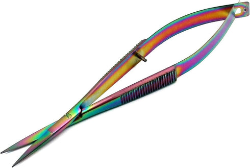 OdontoMed2011 4.5" Straight Stainless Steel Squeeze Scissors Multi Titanium Rainbow Color...