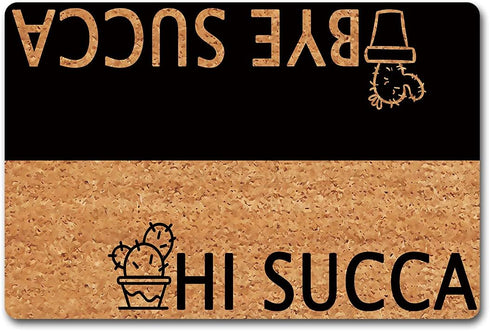 Welcome Mats Hi Succa Bye Succa Doormat Personalized Funny Door Rugs for Entrance Way Fabric Top with a Anti-Slip Rubber Back for Front Door Indoo...