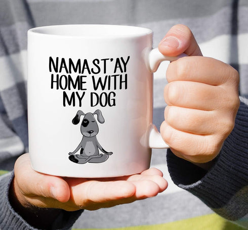 Retreez Funny Mug - Namaste Namastay Home with My Dog Dogs Lover Meditation Yoga 11 Oz Ceramic Coffee Mugs - Funny, Sarcasm, Motivational, Inspira...