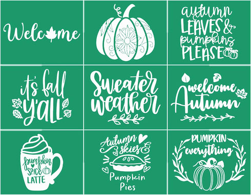 Autumn Adhesive Stencils Reusable Silk Screen Stencils Pumpkins Fall Wooden Sign Thanksgiving Painting Stencils Mesh Transfers for Crafts on Wood/...