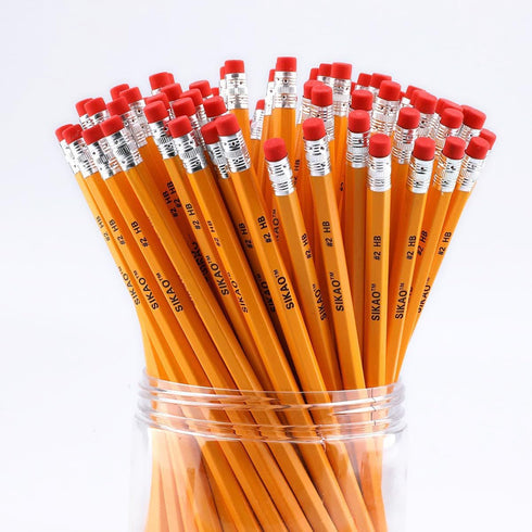 100 Pack Pencils #2 Wood Pencils Bulk for Classroom, Wooden Pencils, Number 2 Pencils, No 2 Pencils with Erasers, Yellow HB Pencil for Kids Sketch...