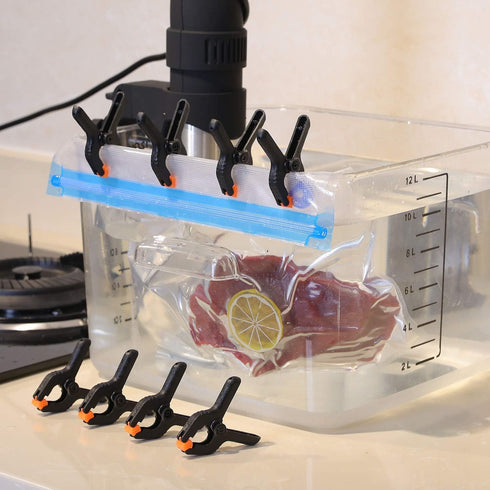 Blulu 8 Pack Sous Vide Cooking Clips for Immersion Circulator Sous Vide Clips for Keeping Bags Submerged and Prevent Floating Compatible with Anov...