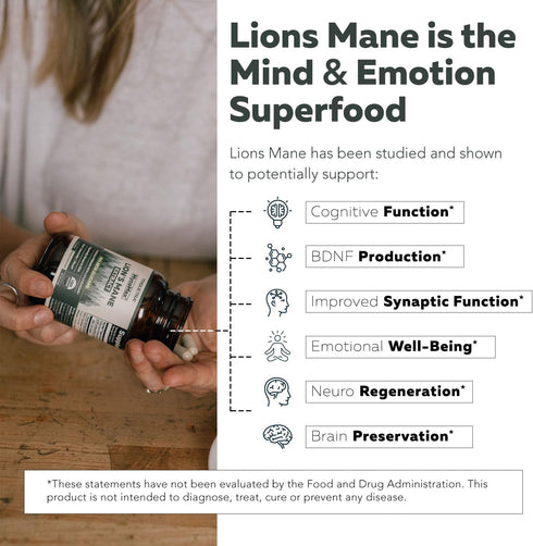 MycoMax Lions Mane Supplement - 70% Beta Glucans, Max Potency Organic Lions Mane Extract, US Grown + Ultrasonic Extraction - 500 mg serving - Supp...
