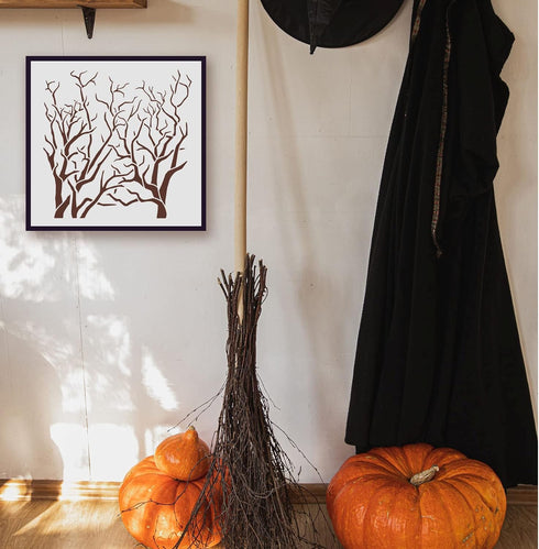 FINGERINSPIRE Tree Stencil with Branches 11.8x11.8inch Reusable Tree Drawing Stencil Branches Stencils for Painting Natural Plants Stencils for Pa...