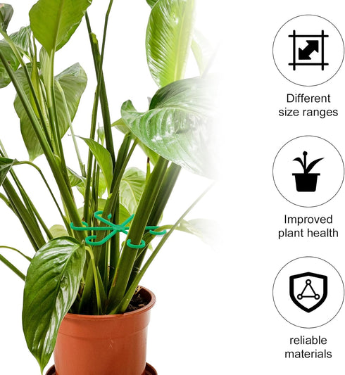 4pcs Climbing Houseplant Stem Supports, Plastic Plant Climbers Stem Holders Reusable Flower Plant Stakes Trellis Stem Hook Growth Accessories for ...