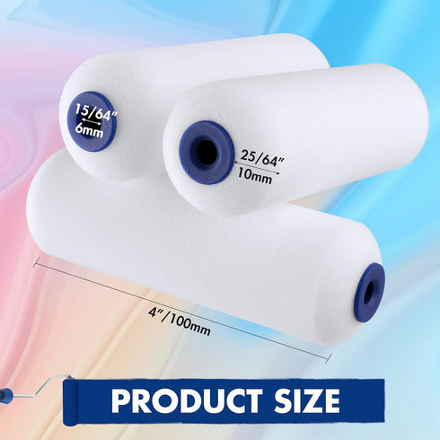 WORKPRO 12-Pack Foam Paint Roller 4 inch, Small Paint Roller Kit, Mini Paint Roller for Painting Walls, Cabinets, Doors, Fences, etc....