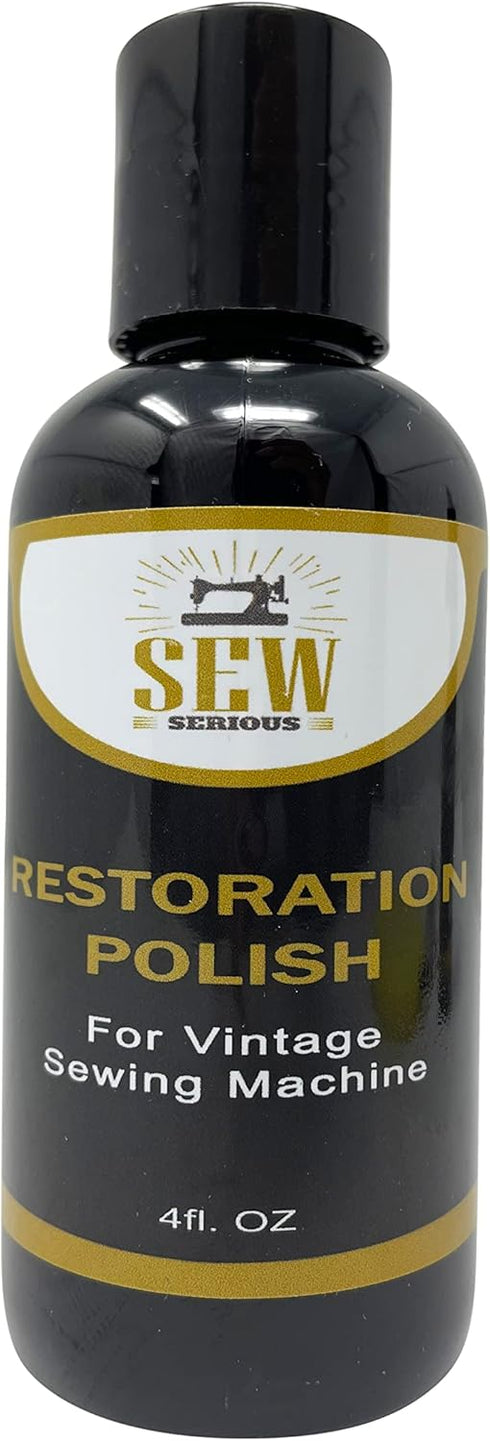 Vintage sewing machine restoration polish cleaning kit for high glossy reflection with wax microfiber cloth and foam pad - 4 FL Oz...
