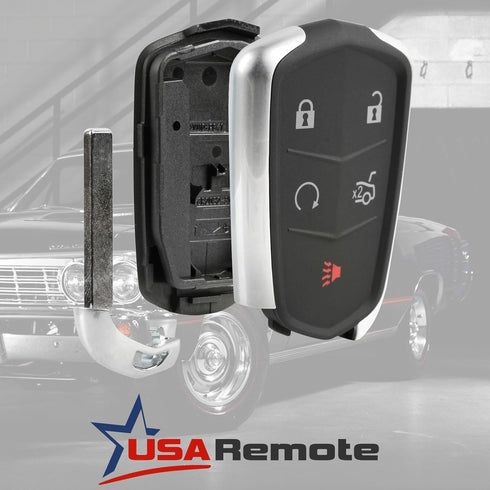 Key Fob Keyless Entry Smart Remote Shell Case & Pad fits Cadillac ATS, CT6, CTS, SRX, XT5, XTS...