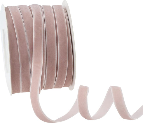 Dusty Rose Velvet Ribbon 3/8 Inch Single Face Thin Velvet Ribbon for Gift Wrapping, Dusty Rose Ribbon Wedding, Ribbon for Hair Bows, Choker, Cafts...