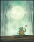 Posterizer 1 pcs-whimsical forest scene-frog playing music 8-Art for Animal Lovers-Fantasy & Fiction Art-Gift for Daughter, Son, Kids- unframed wa...