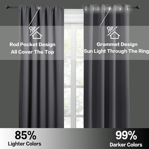 RYB HOME Short Blackout Curtains for Kitchen, Solid Half Window Treatment for Bedroom Energy Saving Privacy Shade for RV Camper Bathroom Basement,...