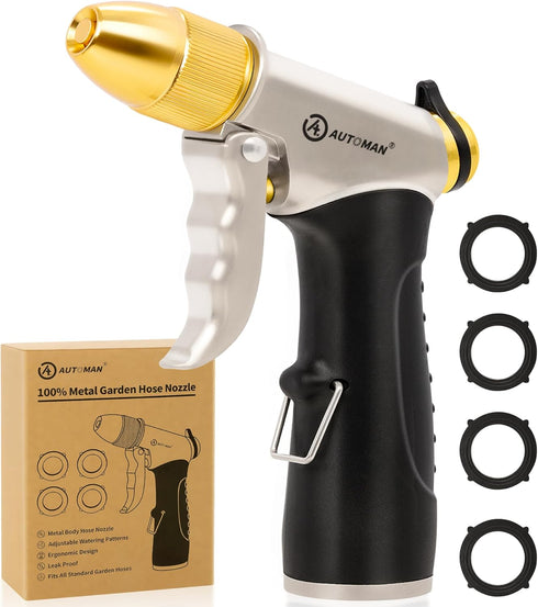AUTOMAN Garden Nozzle Sprayer, High Pressure Spray Nozzle, 100% Metal Water Hose Nozzle, Adjustable Watering Nozzle, Heavy Duty Sprayer Garden Noz...