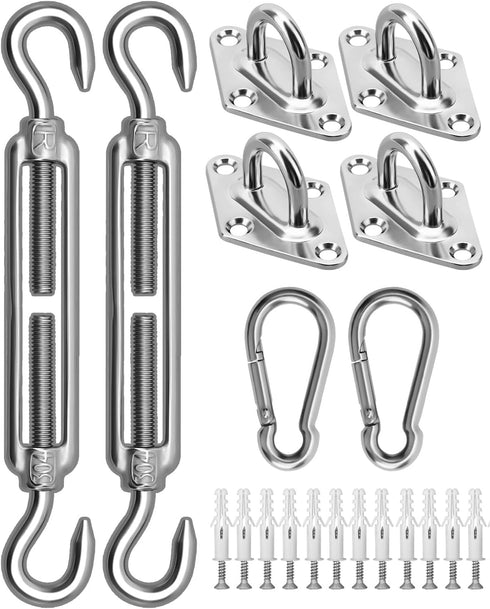 Sun Shade Sail Hardware Kit, 5 Inch 304 Stainless Steel Sunshades Canopy Installation Kit for Garden Rectangle & Triangle Shade Sails, Heavy Duty ...