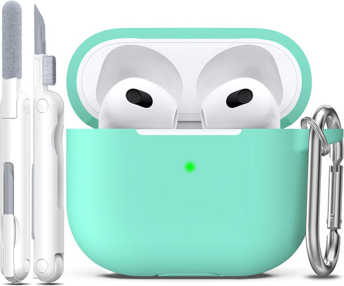 R-fun Compatible with AirPods 3 Case Cover, Silicone Protective Accessories Skin with Keychain Compatible with Apple AirPod 3rd Generation 2021 fo...