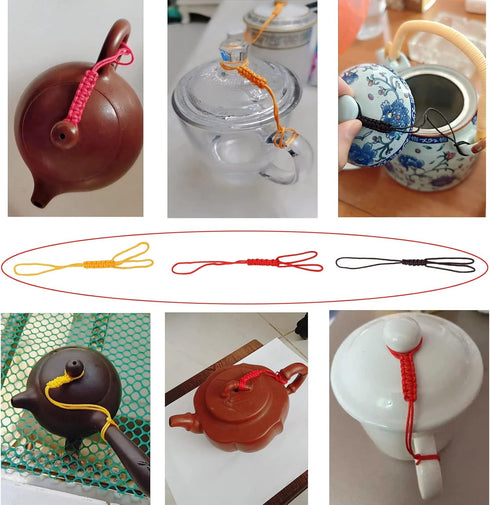 6 Pack Teapot Rope Hand-Woven Glass Kettle Ropes Ceramic Teapots Lid Anti-drop Cord Wire Yixing Clay Pot Handle Tied Rope Anti-fall Lids Ropes Por...