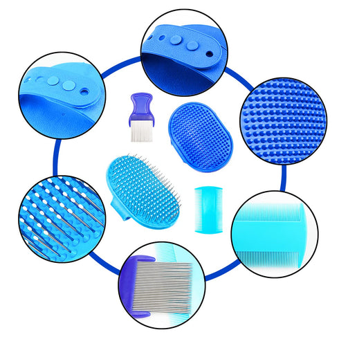 4 Pieces Rabbit Grooming Kit Including Rabbit Hair Remover, Rabbit Grooming Brush, Steel Comb and Double-Sided Pet Comb ,Suitable for Bunny & Guin...