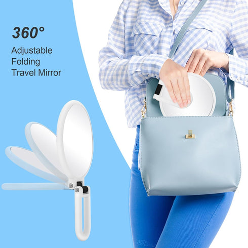30x Magnifying Mirror, Travel Hand Mirrors with Handle - Double Side Handheld Mirror with 1X 30X Magnification & Adjustable Handle, Hand Held Fold...