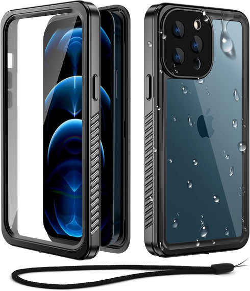 WIFORT for iPhone 12 Pro Max Waterproof Case Built-in Screen Protector Water Resistant Cover Protective Drop Protection Hard, Shockproof Full Body...