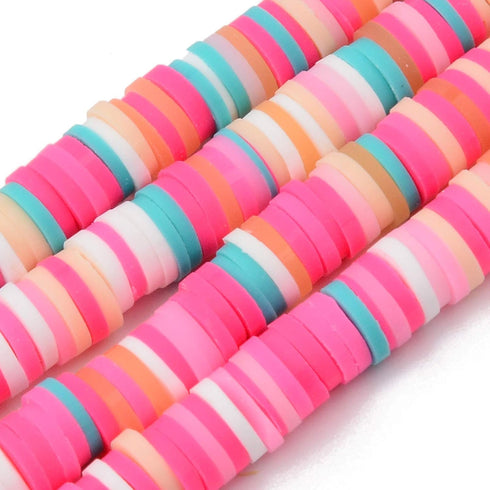 Beadthoven 10strands 6mm Vinyl Clay Heishi Beads Multicolor Flat Round Disc Polymer Clay Beads Loose Handmade Spacers for DIY Necklace Bracelet Je...