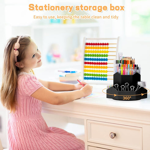Pencil Pen Holder for Desk,9 Slots 360 Degree Rotating Desk Organizers,Desktop Storage Stationery Supplies Organizer, Cute Pencil Cup Pot For Offi...