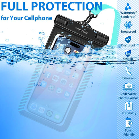 Waterproof Phone Pouches Bags Holder, Cell Phone Water Protectors Pouch Bag 2 Pack for Swimming, IPX8 Water Proof Phone Cases Covers w/for iPhone ...