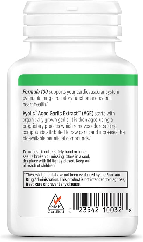 Kyolic Aged Garlic Extract Formula 100, Original Cardiovascular, 200 Tablets (Packaging May Vary)...