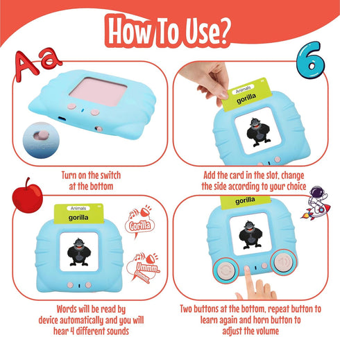 Talking Flash Cards for Toddlers with 250 Sight Words for 1 to 5 Years Old Boys and Girls, Speech Therapy Montessori Toys, Autism Sensory Learning...