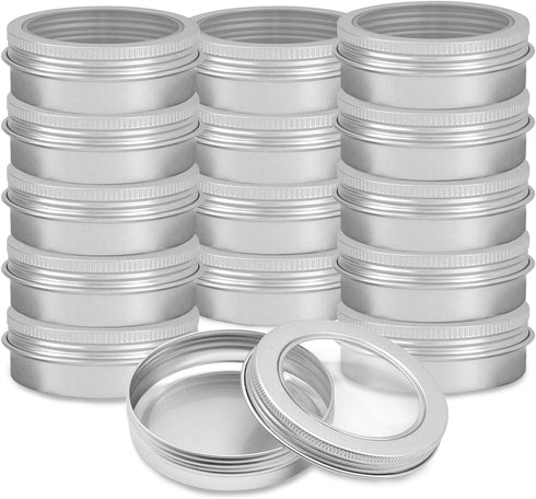 Lainrrew 15 Pack 2oz Metal Round Tins, Aluminum Empty Candle Tins with Screw Lid Small Storage Travel Tin Jars Containers for Spices, Candles, Art...