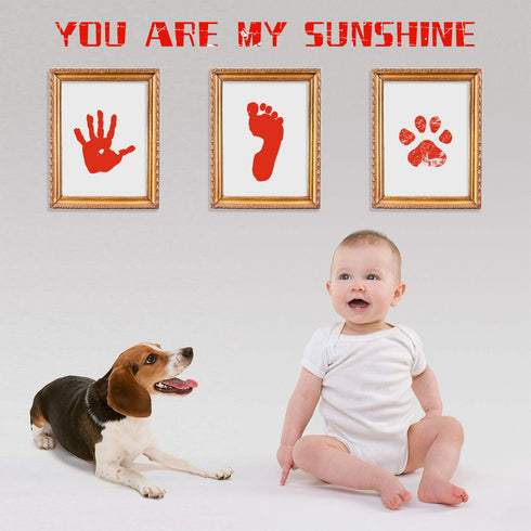 Ink Pad, 5x4'' Washable Non-Toxic Ink Stamp Pad for Baby Footprint Handprint, Red...