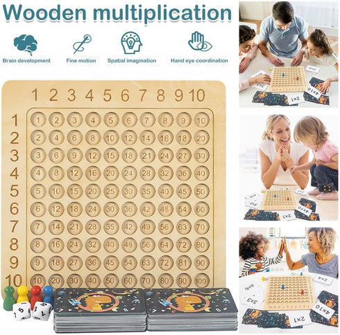 Wooden Math Multiplication Board Montessori Children Counting Toy Math Table Board Game Educational Preschool Counting Toys for Kids Over 3 Years ...