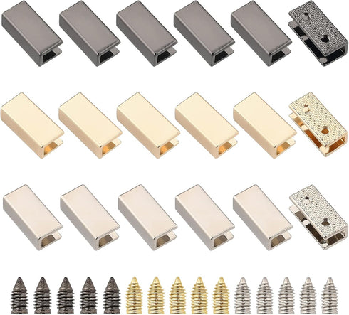 WADORN 18 Sets Metal Belt Tip with Screws, 0.75 Inch Wide Bag Decorative Buckles for Purse Webbing End Clip Clasps Leather Handle Strap End Cover ...