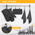 IXO 6Pcs Oven Mitts and Pot Holders, 500? Heat Resistant Oven Mitts with Kitchen Towels Soft Cotton Lining and Non-Slip Silicone Surface Safe for ...