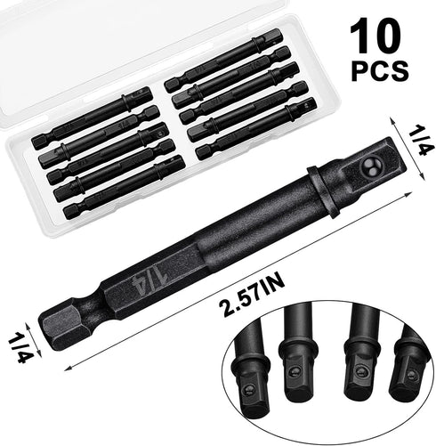 Impact Adapter Square Socket Bit Adapter Hex Impact Socket for Drills, Extension Socket Driver Bits Impact Socket Adapter for Automotive DIY (Blac...