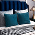 DEZENE Turquoise Throw Pillow Cases 22x22: 2 Pack Inch Original Striped Velvet Square Decorative Pillow Covers for Farmhouse Couch...