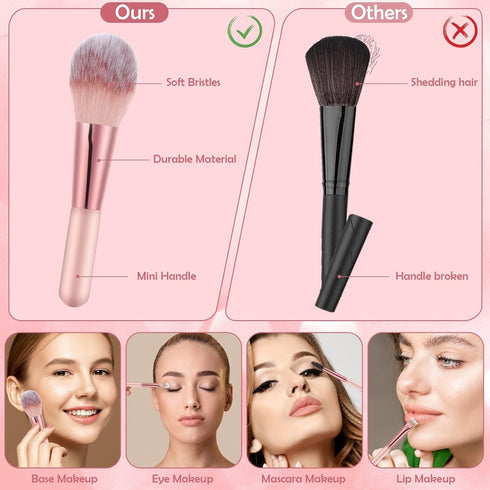 14 Pcs Small Travel Makeup Brush Set Portable Pink Make up Brushes with Case,5 Pcs Makeup Sponge,Valentine's Day Gift,Mother's Day Gift for Founda...
