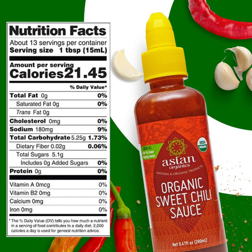 Asian Organics Thai Sweet Chili Sauce - Organic Sweet Chili Sauce - USDA Certified 100% Organic Asian Chili Sauce, No MSG, Non-GMO, Gluten Free Re...
