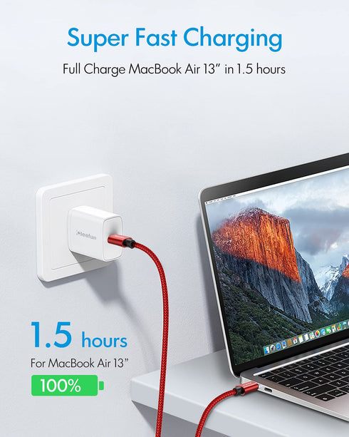CLEEFUN 3ft USB C to USB C Cable PD 60W for iPhone 15/15 Pro/15 Plus/15 ProMax, Fast Charging Type C Charger Cable Braided Compatible with Samsung...