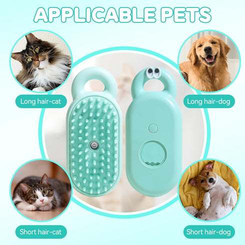 Cat Steam Brush,3 in 1 Steamy Cat Brush,Cat Brush for Shedding, Multifunctional Pet Steam Brush Cat Hair Brush for Removal of Shedding and Tangled...