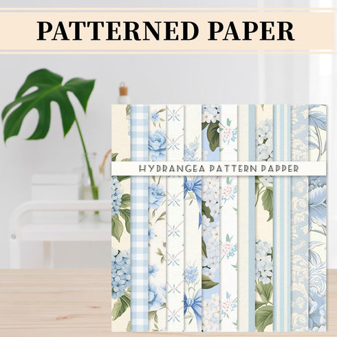24 Sheet Light Blue Hydrangea Pattern Paper Floral Scrapbook Specialty Paper Double Sided Craft Paper For DIY Card Making Photo Album Decor, 11.8 ...