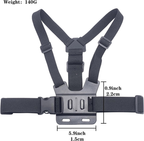 Adjustable Mobile Phone Chest Strap Harness Mount, Black, Compatible with iPhone, GoPro Hero, DJI Osmo Action Cameras...