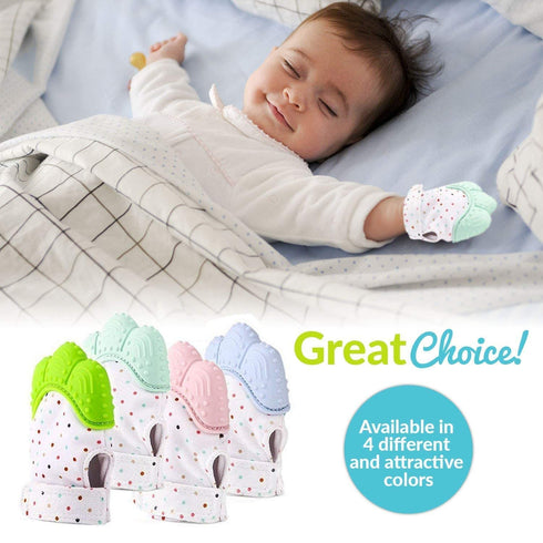 Liname 2 Pack Teething Mitten with Soothing Toy - Baby Chew Toy and Teething Glove- Infant Teething Mitten Crinkle Sound and Textured Silicone to ...
