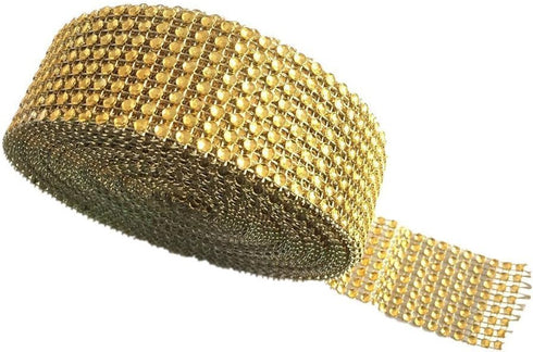 Acrylic Rhinestone Diamond Ribbon Wedding Cakes, Birthday Decorations, Baby Shower Events,Party Supplies, Arts Rhinestones for Crafts (Gold, 8row)...