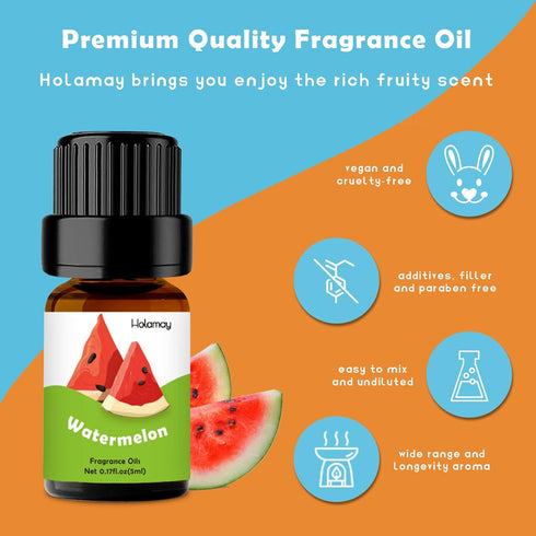 Fruity Fragrance Oil for Candle & Soap Making, Holamay Premium Essential Oils 5ml x 10 - Coconut, Strawberry, Mango, Pineapple, Summer Aromatherap...