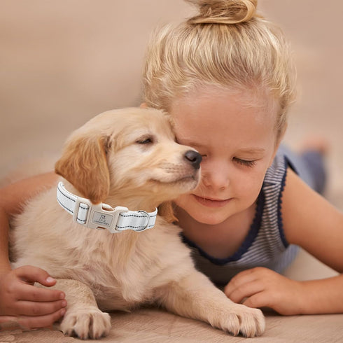 Lionheart glory Dog Collar Reflective Dog Collars Female Male Pet Collar White Collar Dog Adjustable Durable Soft Classic Collar for Large Dogs Pe...