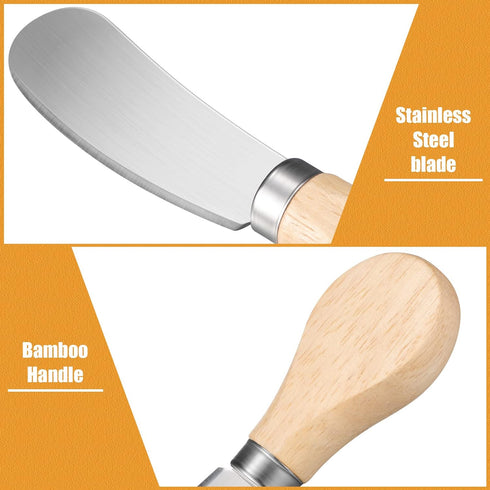 24 Pcs Little Cheese Spreader Knives 4.7 Inch Stainless Steel Butter Spreader Knives with Wooden Handle Mini Butter Knives Small Cheese Knives for...